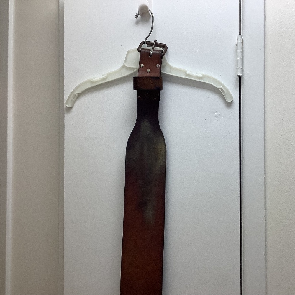 Vintage leather Altus weight training heavy lifting back support belt Large